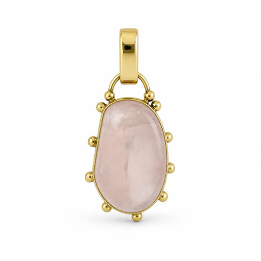 Colgante Halo Cuarzo Rosado Bronce