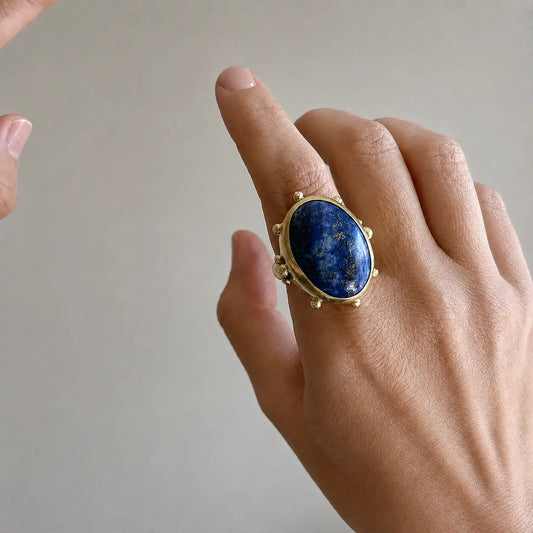 Anillo Halo Lapislázuli Bronce