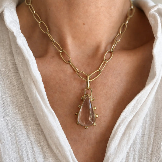 Colgante Halo Cuarzo Gota Bronce