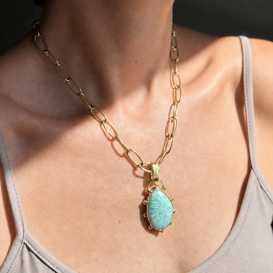 Colgante Halo Amazonita Irregular Bronce